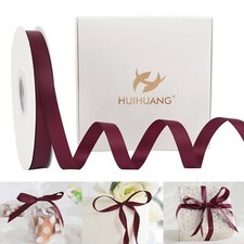 Wine Red Satin Ribbon 1/2 inch x 50 Yards Maroon Double Faced Gift Wedding