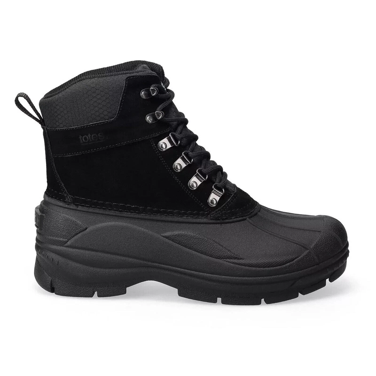 Totes Brock Waterproof Cold Weather Lace Up Boots Black Suede Men's Size 13 M