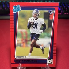 2021 Donruss Football Racey McMath Rated Rookie Red Press Proof Card #316 A358