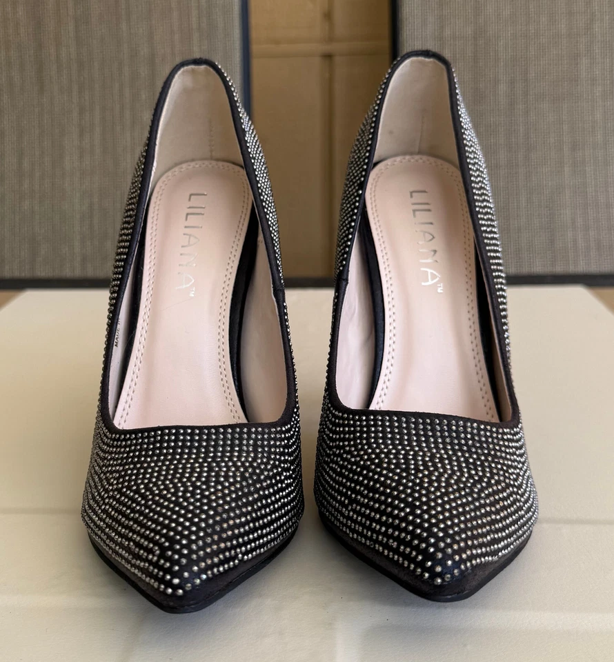 ZAPATOS MUJER LILIANA.TALLA: 7 TACÓN DE AGUJA NEGRO TACHONADO PUNTERA PUNTIAGUDA Foto 3 de 4