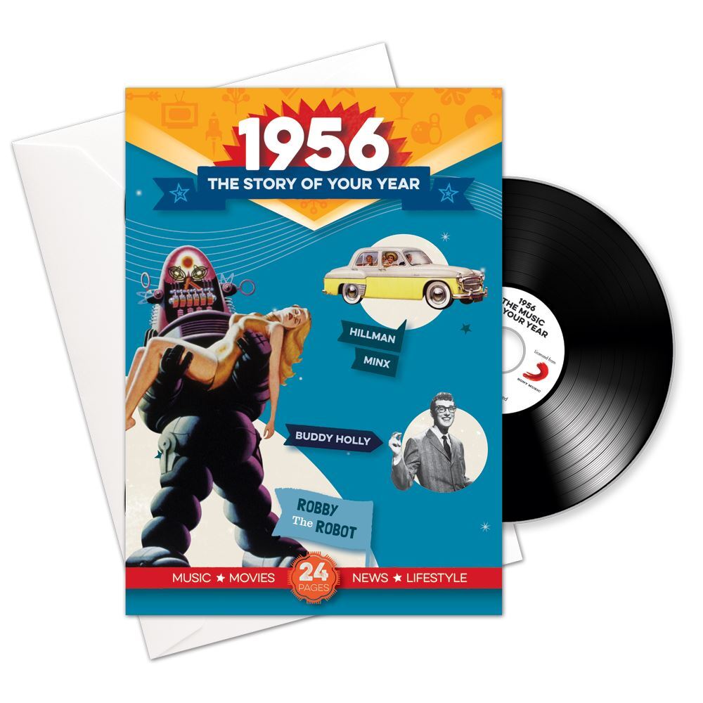 70th Birthday Anniversary Platinum Wedding  Hit Music CD Memorabilia 1956 Card.