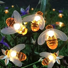 50 LED Solar Powered Bee String Lights Outdoor Yard Garden Decor Waterproof Lamp