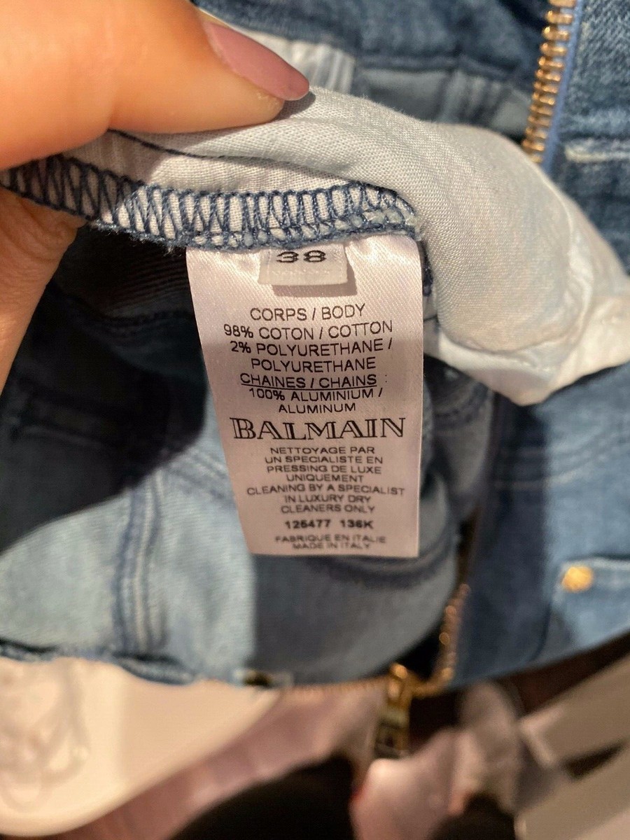 BALMAIN Blue Jean Embellished Button Detail Romper - Size 38 / US