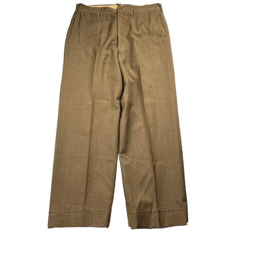 vintage Brown wool pants Striped Button Fly 40s Sz 34 x32 | eBay
