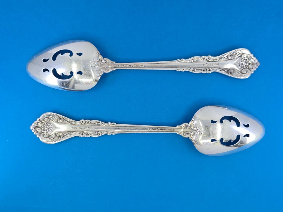 Par de cuchara perforada para servir obra maestra internacional esterlina cucharada Foto 4 de 4