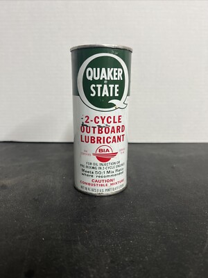 Vintage Quaker State Outboard Motor Oil Can~ 16 Oz. One Pint Size NOS Full 1976