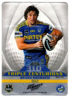2012 NRL DYNASTY [TRIPLE CENTURIONS CARD] - TC14 Nathan HINDMARSH (PARRAMATTA)