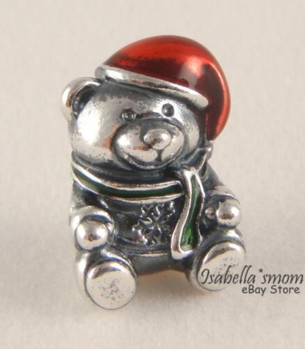 CHRISTMAS TEDDY BEAR Genuine PANDORA Red Enamel HOLIDAY Charm 791391ENMX w POUCH - Picture 1 of 4