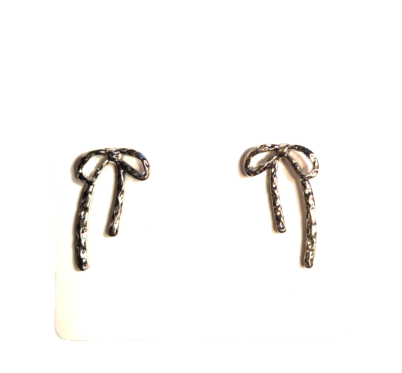 Silvertone Bow Stud/Post Earrings for Pierced Ear… - image 10