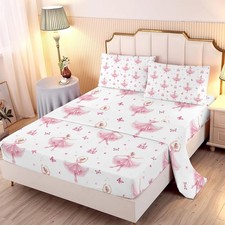 Full Size Bed Sheets 4Pcs Princess Sheets Full Size Sheets for Girls Ballet D...