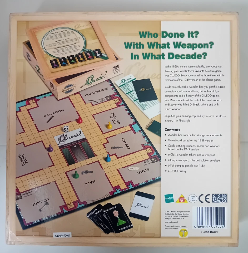 "CLUEDO" (2003) CLASSIC DETECTIVE GAME NOSTALGIA GAMES SERIES BY PARKER BROTHERS - Image 2 of 4