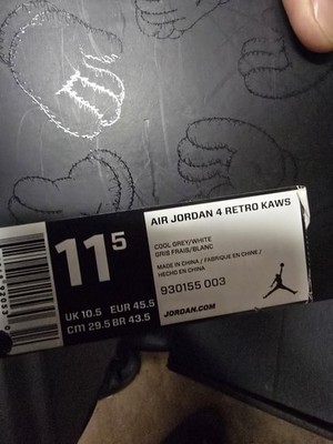 Jordan 4 KAWS Gray Sneakers