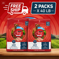 2 Packs Purina ONE Plus Large Breed Adult Dog Dry Food Chicken Natural 40Lb