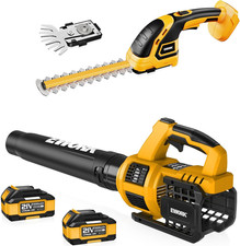 Cordless Leaf Blower & Hedge Trimmer Set with 2 Batteries & Charger