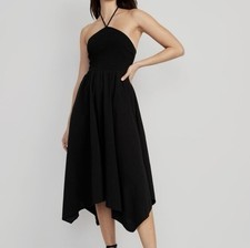 Old Navy Fit & Flare Crinkled Halter Midi Dress Ci5586