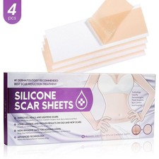 Reusable Silicone Scar Patches Sheets Fade Discoloration & Soften Keloids 4PCS