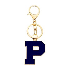 Initial Letter Keychain, Alphabet Letter A-Z Keyring, Blue P 