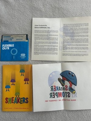 Sneakers Apple II Game 5.25  Disk w Manual Sleeve Sirius Software 1981
