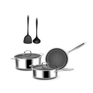 7-Piece 5 Ply Stainless Steel Cookware Set with Lids, Pots and Pans Set Non S...
