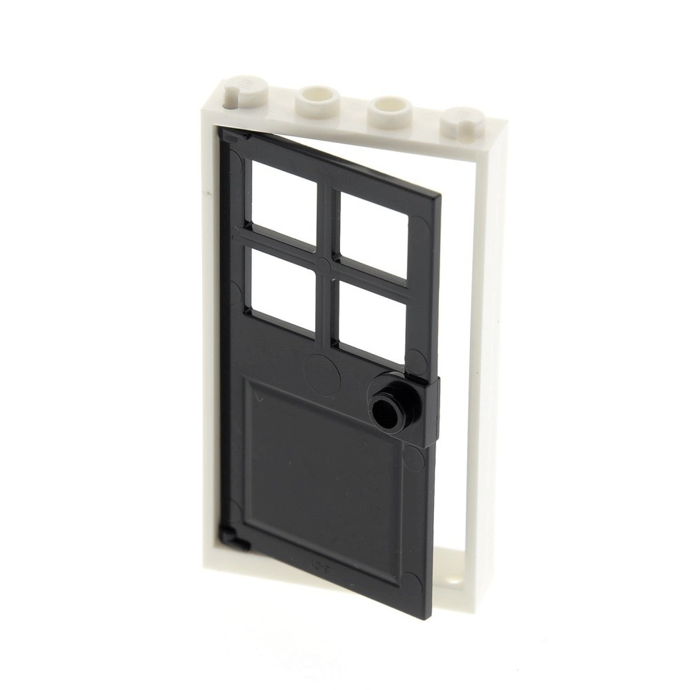 1x Lego Door Frame 1x4x6 White Door Leaf Black House Window 60623 60596