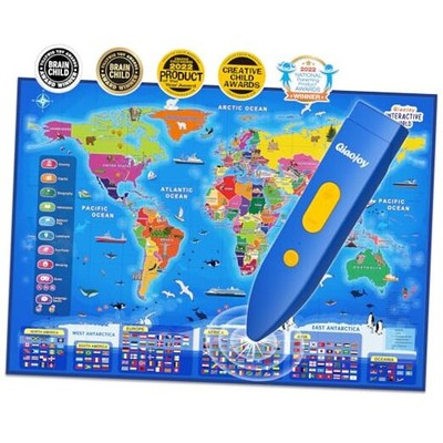 Bilingual Interactive World Map for Kids Learning and Educational Toys, 