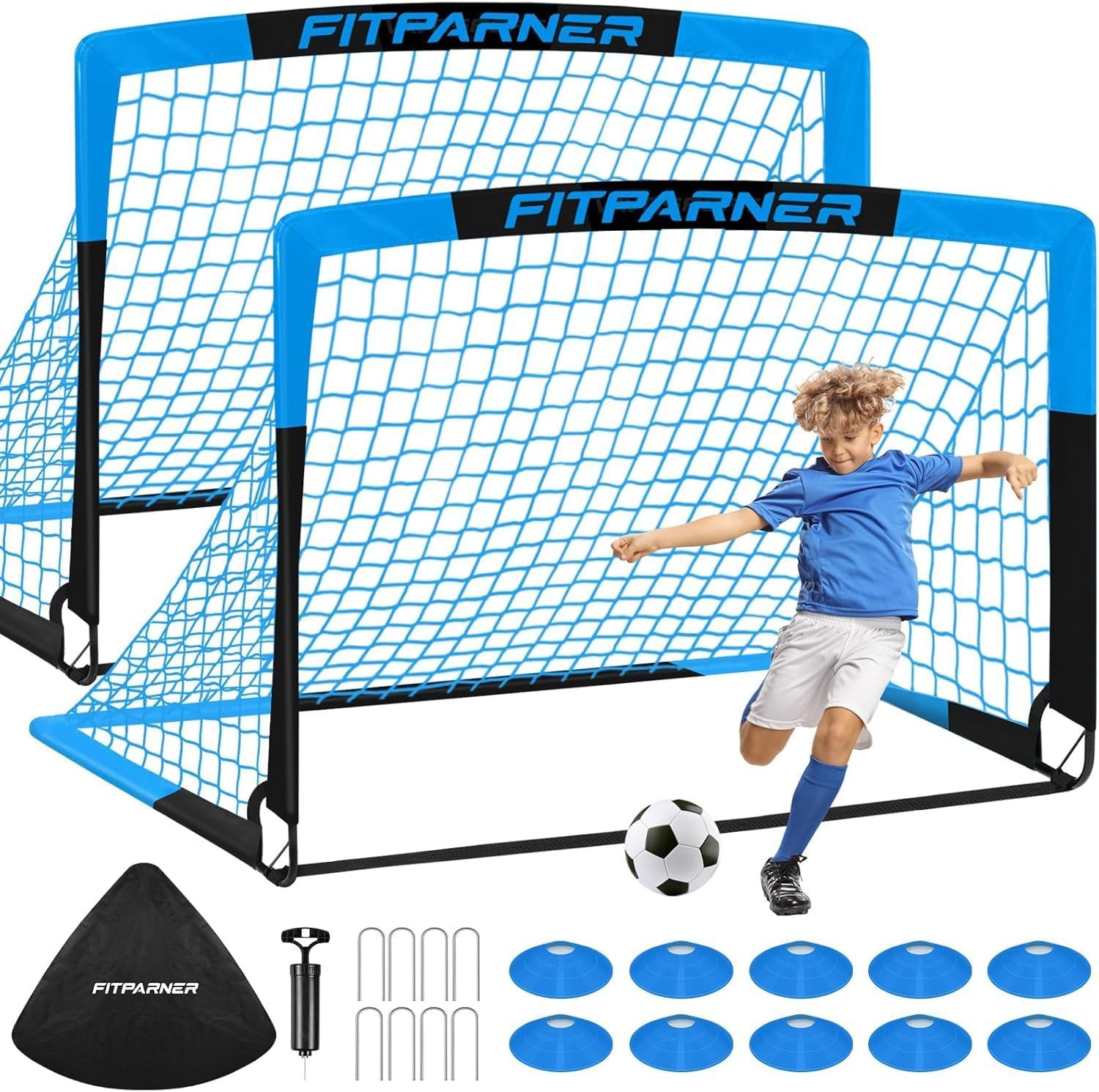 Kids Soccer Goals for Backyard Set 2 Pack Pop Up Nets