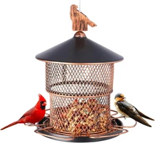 Bird Feeders for Outdoors Hanging 4lb Large Seed Capacity Metal Birdfeeders Wild