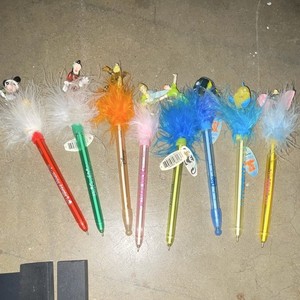 Disney Light Up Feather Topper Pens Lot - Mickey Minnie Goofy Tinker Bell etc