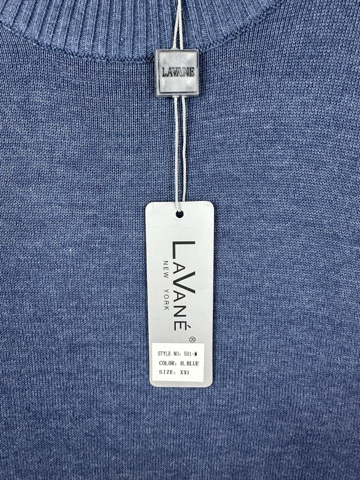 Suéter Lavane Para Hombres 2XL Azul Pullover Cuello Redondo Algodón Acrílico Tejido Clásico Nuevo Foto 3 de 4