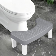 Resze Toilet Stool for Adults, 6.7" Squatting Potty,Non-Slip Bathroom Grey