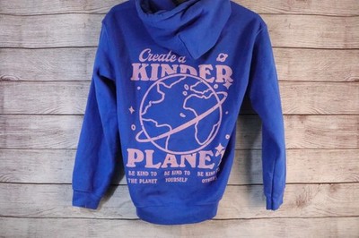 Create A Kinder Planet Earth Small Blue Pullover Long Sleeve Hoodie