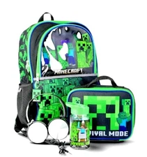Minecraft Boys 17" 5-Piece Backpack Set with Headphones, Lunchbox, Water Bottle