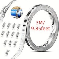 3M 304 Stainless Steel Worm Clamp Hose Clamp Strap With 12 Fasteners Adjustable