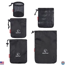 REDCAMP Stuff Sack Set of 5, Lightweight Mesh Nylon Drawstring Storage Bag Pouch
