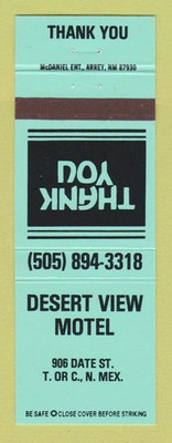 Matchbook Cover - Desert View Motel Trust or Consequences NM