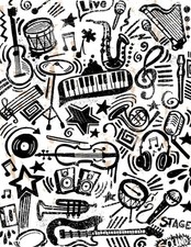 NOTEBOOK: MUSIC INSTRUMENT: Art  Music Themed Composition, Diary, Journal, Back