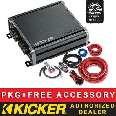 KICKER CXA400.1 CAR AUDIO SUBWOOFER CLASS D 1CH/MONO AMPLIFIER + 8AWG AMP KIT