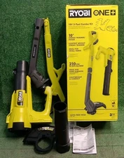 RYOBI 10" String Trimmer & 250CFM Blower Combo Kit - TOOLS ONLY - PCLCK201K, NEW