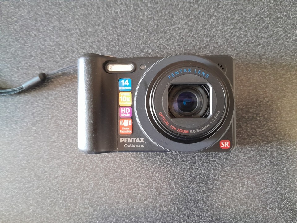 Pentax Optio RZ10 14.0MP 10x Zoom Compact Digital Camera Black Tested ...
