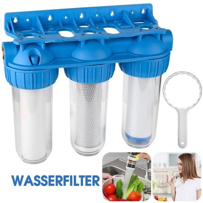 10'' 3-Stufen 1 Zoll IG Wasserfilter Vorfilter System Hauswasseranlage Brunnen DE