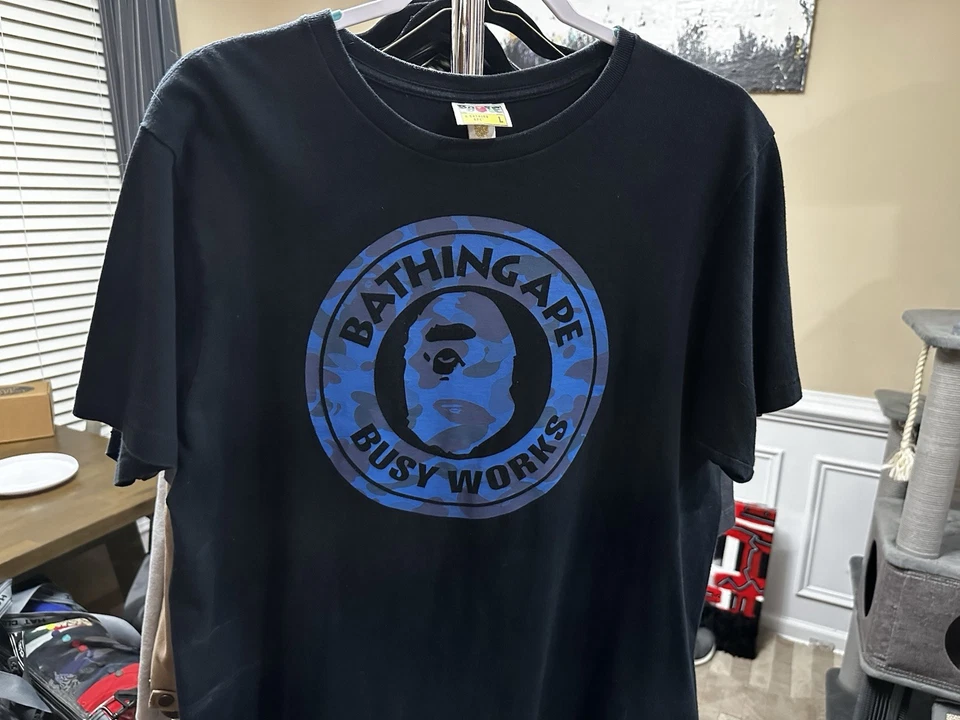 Camiseta BAPE A Bathing Ape Busy Works Azul Camuflada Talla Grande Foto 3 de 4