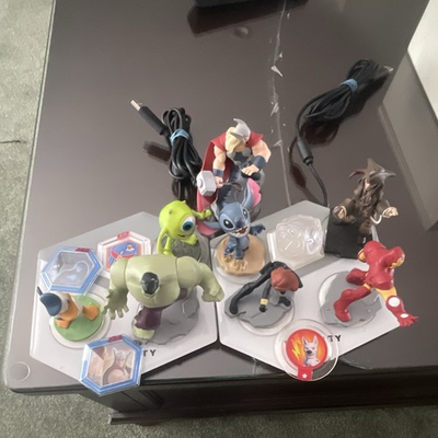 #ad Disney Infinity Character Figures Lot w Interchangeable Power Discs Hulk Stitch $75.00