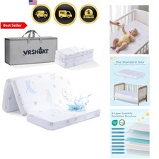 Baby Toddler Pack and Play Mattress Foam Waterproof Washable Portable Crib