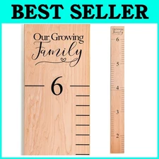 Kids Wooden Growth Chart, Natural 63" Wall Measurement