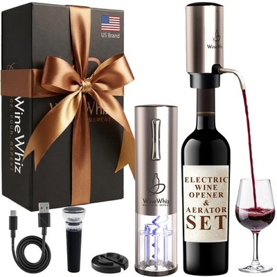 Electric Wine Aerator & Opener Set with Accessories, Rechargeable Automatic C...
