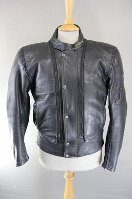 FIELDSHEER 2 IN 1 SCHWARZE LEDER BIKER JACKE + PROTEKTOREN & THERMOFUTTER 40 IN