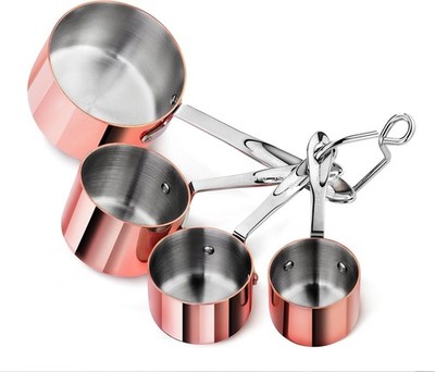 New Star Foodservice 43150 Stainl Steel 18/8 Measuring Cups with Brass