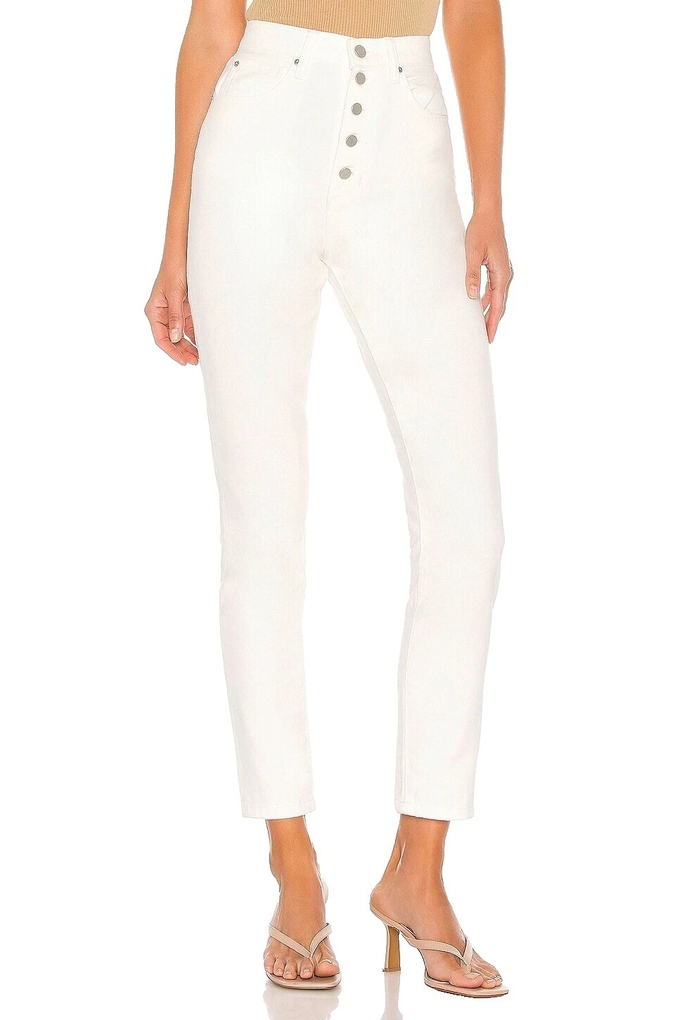 White Solid Jeans for Women