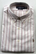 Ralph Lauren White Mauve Classic Oxford Dress Shirt Multi Color Pony NWT