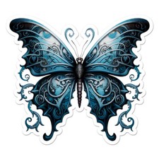 Blue Butterfly Moth, Vinyl Decal Sticker, Indoor Outdoor, 3 Sizes, 11215